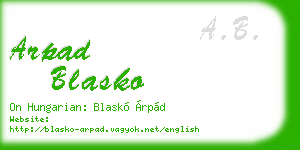 arpad blasko business card
